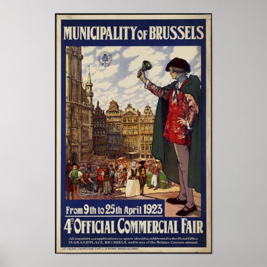 Poster Vintage voyage pour Bruxelles (Devant)