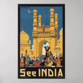 Poster Vintage voyage pour l'Inde (Devant)