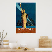 Poster Vintage voyage Pour New York (Cuisine)
