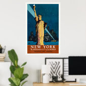 Poster Vintage voyage Pour New York (Bureau à domicile)