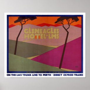 Poster Vintage voyage Rare Gleneagles restauré