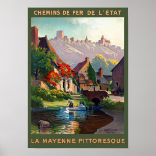 Poster Vintage voyage restauré de France Mayenne