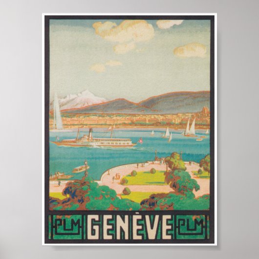 Poster Vintage voyage rétro Genève Suisse (Devant)