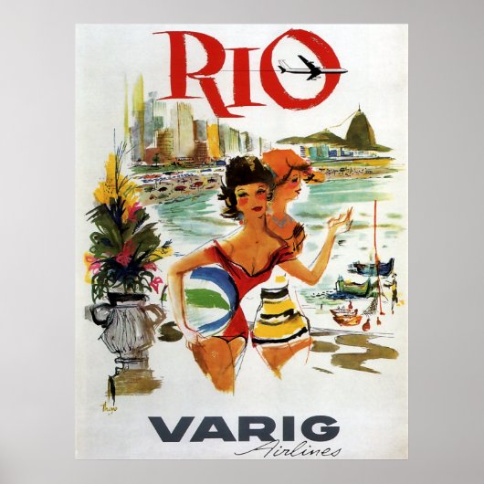 Poster Vintage voyage RIO des années 60 (Devant)