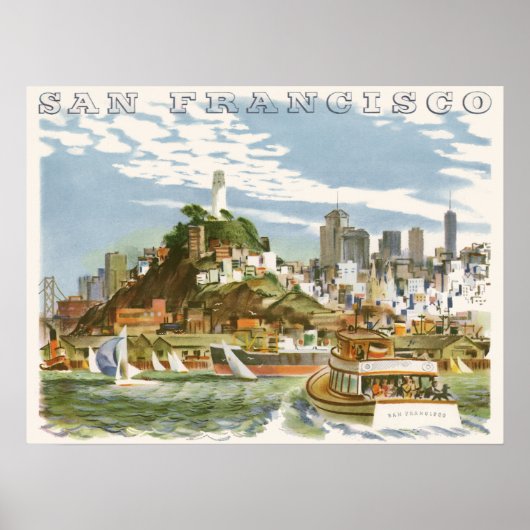 Poster Vintage voyage San Francisco Bay Ferry Boat (Devant)