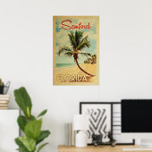Poster Vintage voyage Sanford Palm Tree (Bureau à domicile)