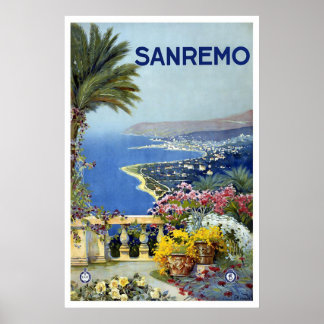 Poster Vintage voyage "Sanremo, Italie"