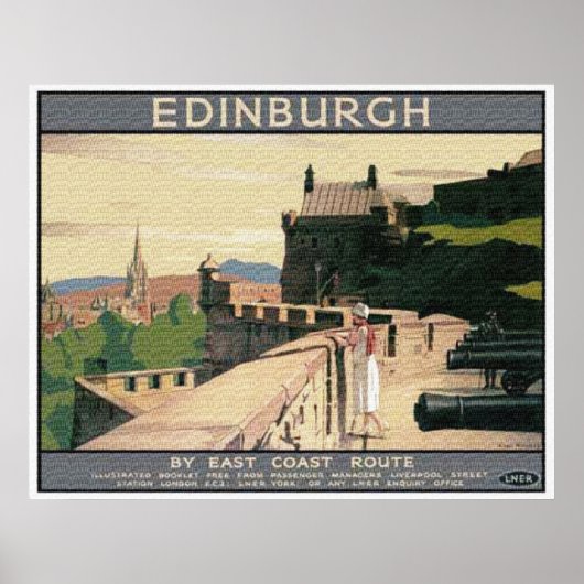 Poster Vintage voyage Scotland Edinburgh Castle (Devant)