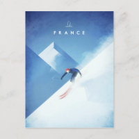 Poster Vintage voyage Ski France - Carte postale A