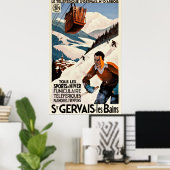 Poster Vintage voyage - St Gervais - Les Bains - France (Bureau à domicile)