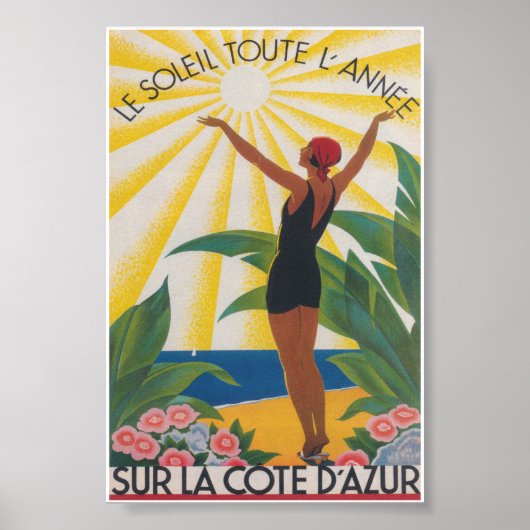 Poster Vintage voyage Sur La Côte D'Azur France (Devant)