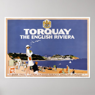 Poster Vintage voyage Torquay restauré