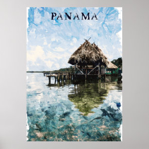 Poster Vintage voyage Tropical Panama Bocas Del Toro