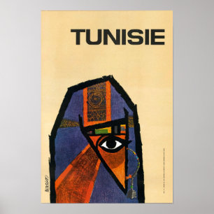 Poster Vintage voyage tunisien restauré