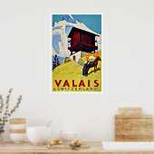 Poster Vintage voyage Valais Suisse Ferme (Cuisine)