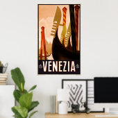 Poster Vintage voyage Venise (Bureau à domicile)