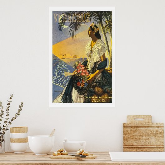 Poster Vintage voyage "Vera Cruz" (Cuisine)