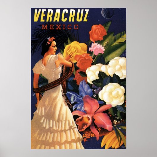 Poster Vintage voyage - Veracruz Mexique (Devant)