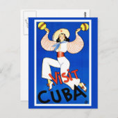 Poster Vintage voyage "Visit Cuba" Carte postale (Devant / Derrière)