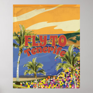 Poster Vintage voyage Vol vers Tenerife