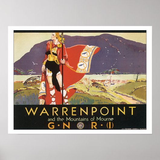 Poster Vintage voyage Warrenpoint Irlande (Devant)