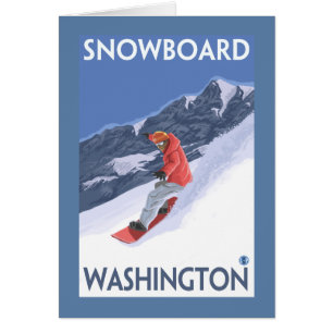 Poster Vintage voyage Washington Snowboard