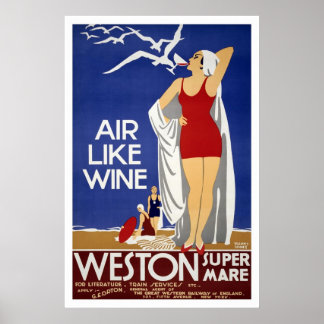 Poster Vintage voyage Weston-Super-Mare