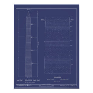 Poster vintage Washington Monument Blueprints