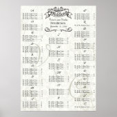 Poster Vintage Wedding Special Event Guest Seating Chart (Devant)