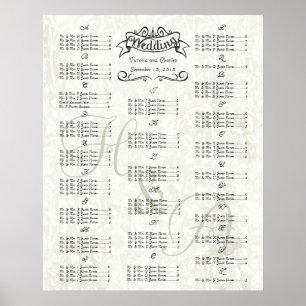 Poster Vintage Wedding Special Event Guest Seating Chart