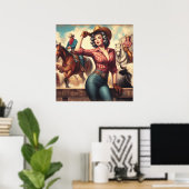 Poster Vintage Western Cowgirl (Bureau à domicile)