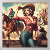 Poster Vintage Western Cowgirl (Devant)