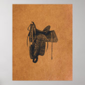Poster Vintage Western Horse Saddle (Devant)