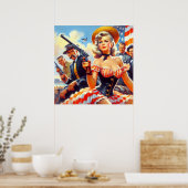 Poster Vintage Western Pulp Girl (Cuisine)