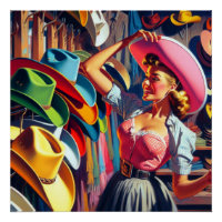 Vintage Western Retro Cowgirl Shopping Pour Casque