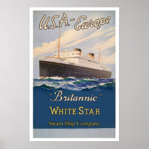 Poster Vintage White Star Britannic Ship Co.