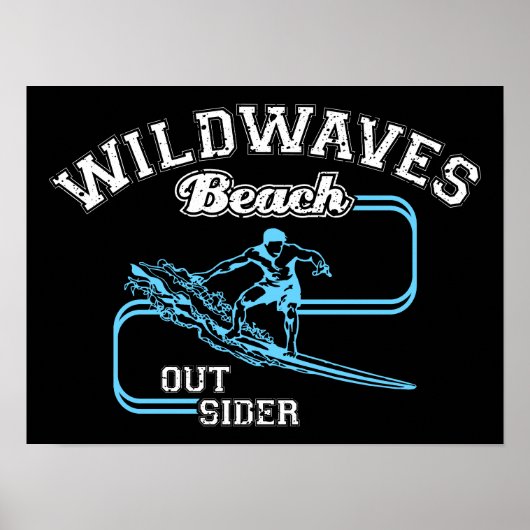 Poster Vintage Wild Waves Beach Surf extérieur (Devant)