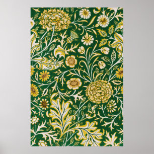 Poster Vintage William Morris Cherwell Vert Floral Art