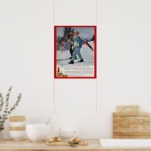 Poster Vintage winter sports Rheingold beer (Cuisine)