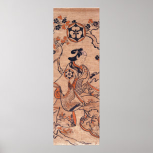 Poster Vintage Woman Drawing Dekishima Hanya Seated Two-T