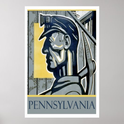 Poster vintage WPA Pennsylvania Miner (Devant)