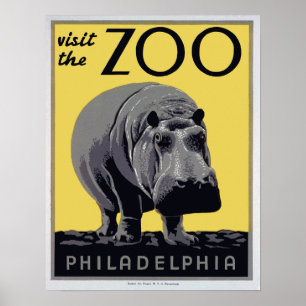 poster vintage WPA "Visit The Zoo" des années 1930