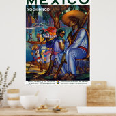 Poster Vintage Xochimilco Mexique Voyage (Cuisine)