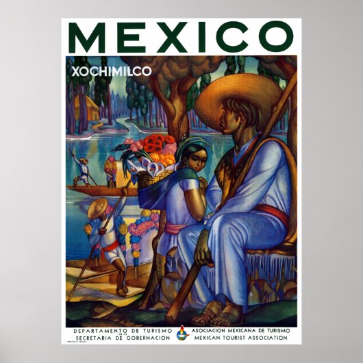 Poster Vintage Xochimilco Mexique Voyage (Devant)