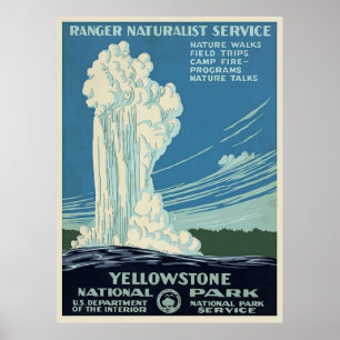 Poster Vintage Yellowstone Illustration de voyage