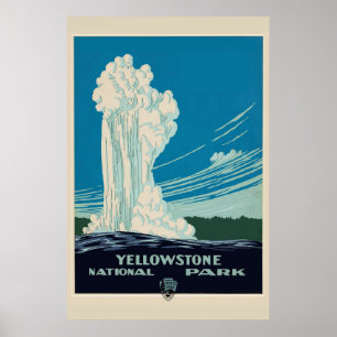 Poster Vintage Yellowstone National Park Travel