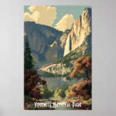 Poster Vintage Yosemite National Park River Retro Hiking (Devant)