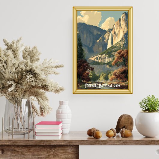 Poster Vintage Yosemite National Park River Retro Hiking