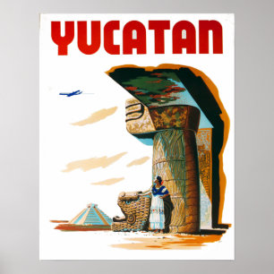 Poster Vintage Yucatan Mexique Voyage