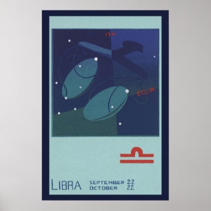 Poster Vintage Zodiac Astrologie Librairie Échelle Conste